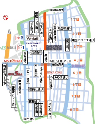 晴海通りの地図