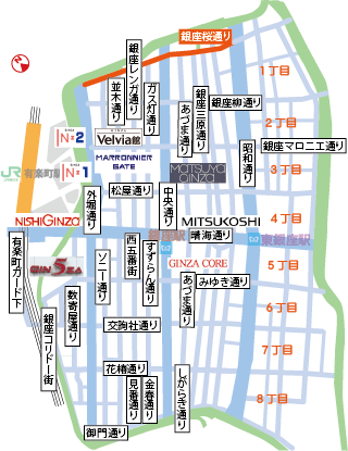 北に位置する銀座桜通り